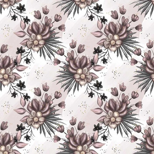 Beige-violette Blumen auf weiß-rosa Hintergrund